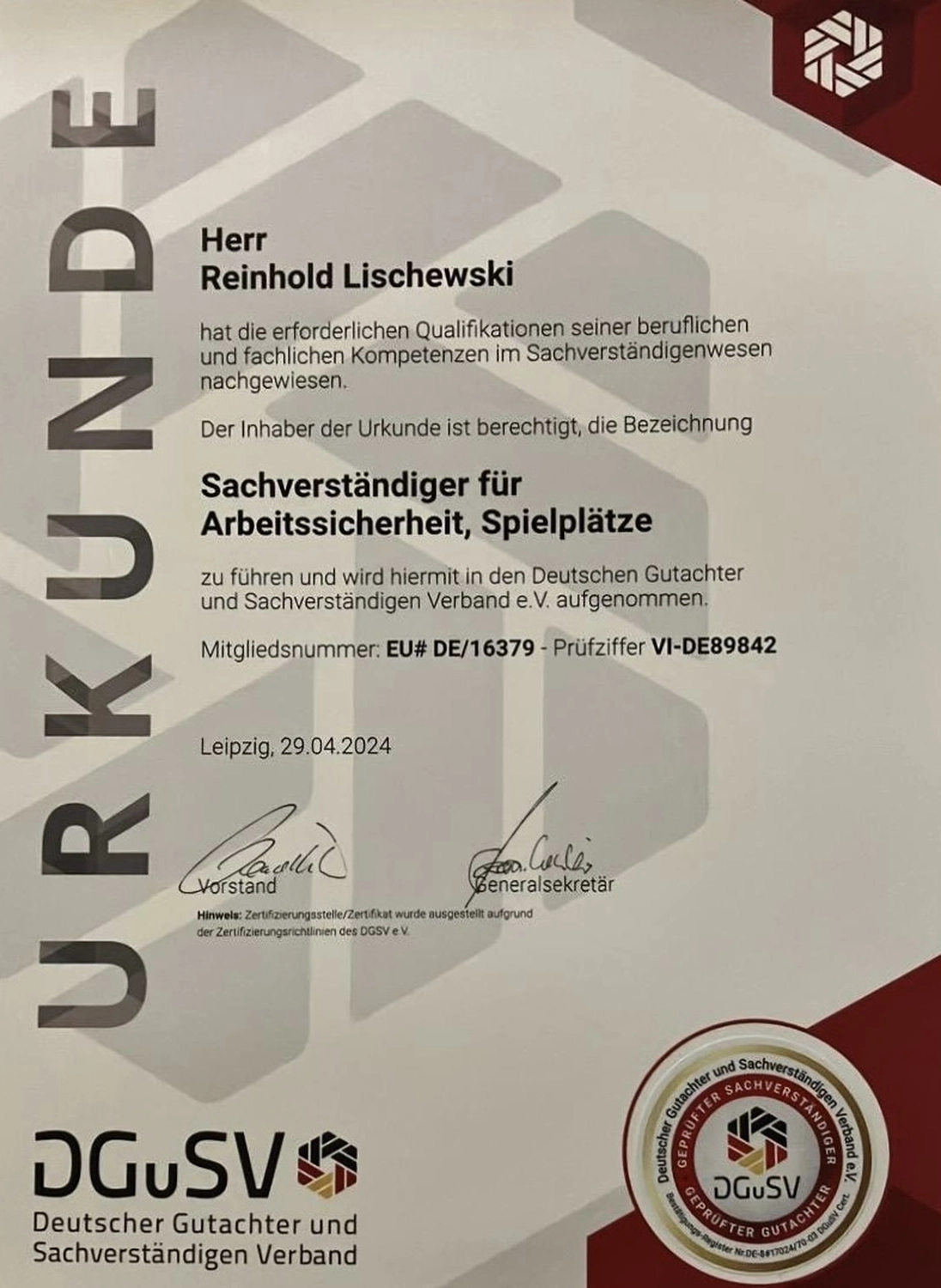 AGESI - Arbeitsschutz - Gesundheitsschutz - Sicherheitsberatung - Zertifikat