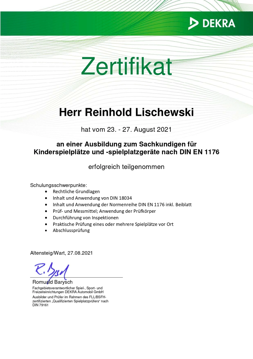 AGESI - Arbeitsschutz - Gesundheitsschutz - Sicherheitsberatung - zertifikat